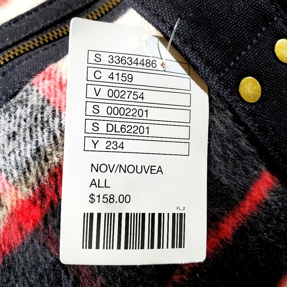 NWT- Anthropologie Deux Lux Plaid Duffel Bag Red - Picture 5 of 8